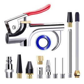 ZIMISI 2-Way Connection Air Nozzle Blow Gun Kit, Air Compressor Accessory with 1/4'' Standard Quick Fitting & 8 Interchangeable Nozzle, Blow Gun for Dedusting, Inflation, Cleaning (13PCS)