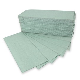Hygoclean Paper Hand Towels, 1-Ply Recycled Paper, C-Fold Green, Length: 25 cm, W: 32 cm, Pack of 3648