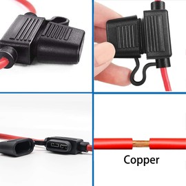 5Pcs 12 AWG Inline Fuse Holder with 30 Amp ATO/ATC Standard Blade Fuse,12 Gauge Automotive Fuse Holder (Black)