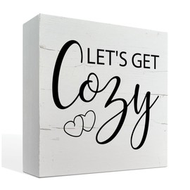Let's Get Cozy Sign, Inspirational Wood Sign, Easy Vibe Desk Decor, Farmhouse Home Decor Sign, Box Sign Tabletop Decor, Shelf Decoration, Living Room Decor, Restroom Decor, Housewarming Gift
