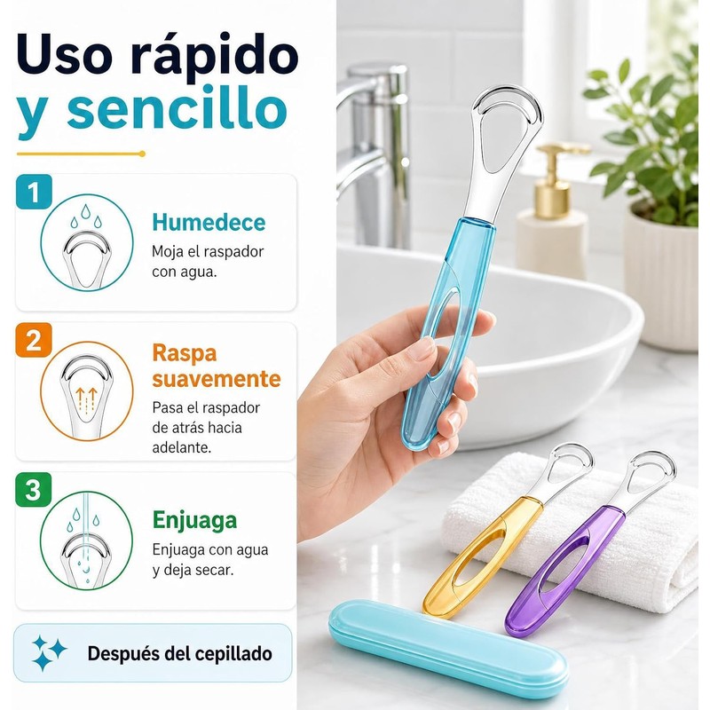 Raspador de Lengua de Acero Inoxidable - Set de 3