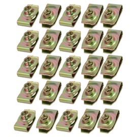 sourcingmap 25pcs Spring Steel Speed Fastener Extruded U Nut Brass Tone for M8 Screw