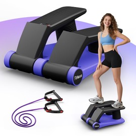 Air Compression Resistance Stepper – Adjustable Mini Stair Climber for Home Cardio Workout, Portable Stepper Machine with LCD Display, 5-Level Adjustable Resistance, Non-Slip Pedals (Blue)