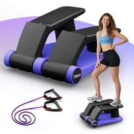 Air Compression Resistance Stepper – Adjustable Mini Stair Climber for Home Cardio Workout, Portable Stepper Machine with LCD Display, 5-Level Adjustable Resistance, Non-Slip Pedals (Blue)