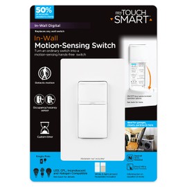 myTouchSmart 41381 Wall Motion Activated Timer, Simple-Set, Up to 30ft. Away, 150 Degree Sensor, Single Pole, LED, On/Off, 120VAC, White