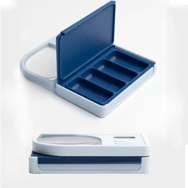 Pill Reminder，Pill Dispenser with Alarm，Equipped with Magnifying Glass，4 Reminder Alarms, Loud Sound,4 Large Compartments Portable Smart Pill Box