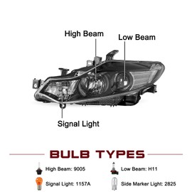 JSBOYAT Halogen Model Black Headlight Assembly Compatible with 2009-2014 Nissan Murano Headlamp Replacement Driver and Passenger Side