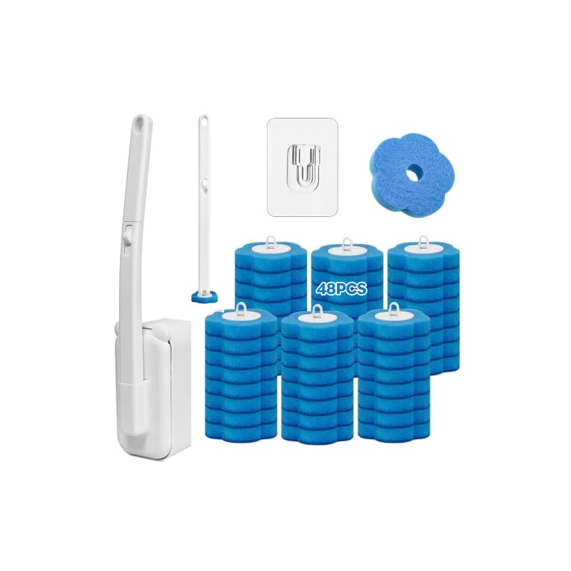 Juego de Cepillo de Inodoro Deshechable 48pcs, Soporte - Cepillo