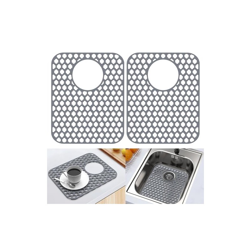 2 Pack Silicone Sink Protector for Kitchen Sink Bathroom, 13.58"