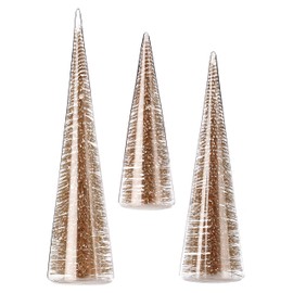 Regency International 7/11/13" Bristle in Glass Tree, Set of 3, Gold