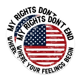 (2 Pack) My Rights Don't End Where Your Feelings Begin Stickers - USA Flag Patriotic - 5 Inches On Longest Side - Premium Vinyl Decal - Sticks to Any Smooth Flat Surface - Made in USA - BMCS2071