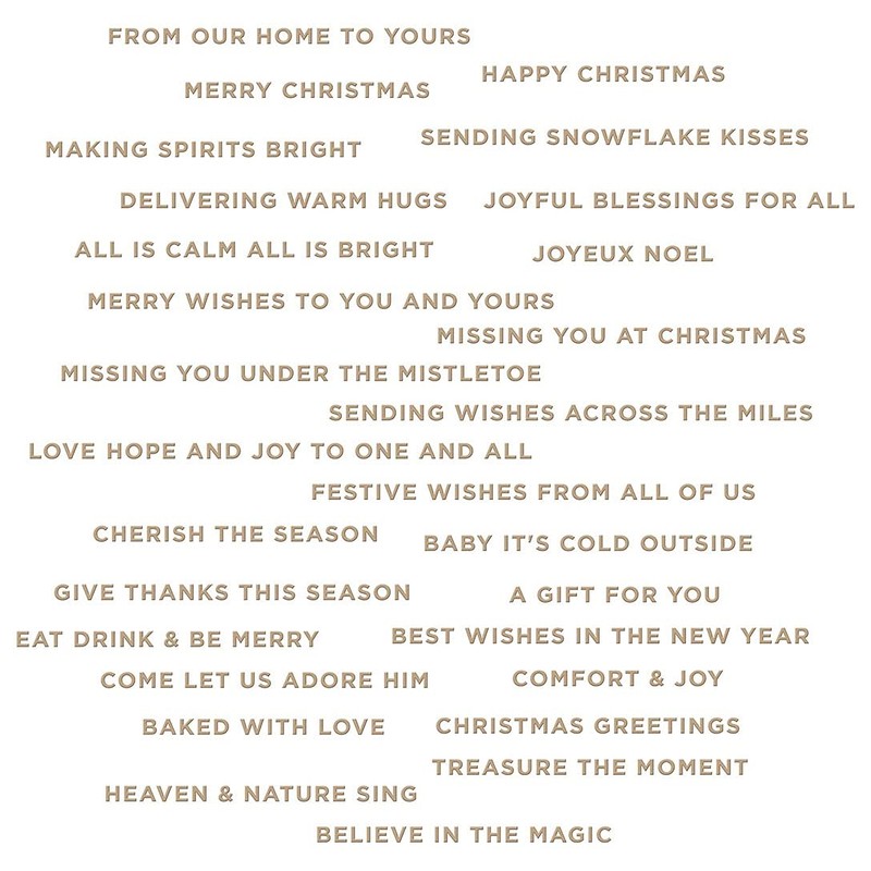 Spellbinders Mini Christmas Sentiment Strips, Metal