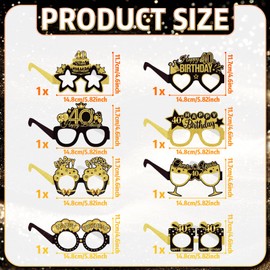 COLANANA Birthday Party Glasses Decoration, Pack of 8 Funny Paper 40th Birthday Glasses Decoration, 40th Birthday Party Decorations, Birthday Photo Booth Props Accessories for Women Men