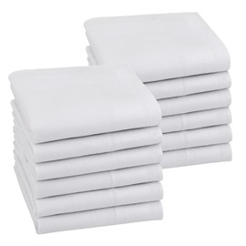 HOULIFE Men's Handkerchiefs - Women's Plain Handkerchiefs Fabric Made of Pure 60S Cotton for Everyday Use Wedding, 40 x 40 cm / 16 x 16 inches, 6/12 Pieces, White