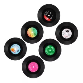 Mercader Digital 2 Pzs Set 6 Posavasos Disco Vinil Vintage Retro Portavasos