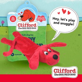 Clifford® Skinny Furry Friend Plush Dog Toy | Cozy Dog Toys for Pups Durable, Comfort, Squeakers, Crinkle, Interactive Bonding