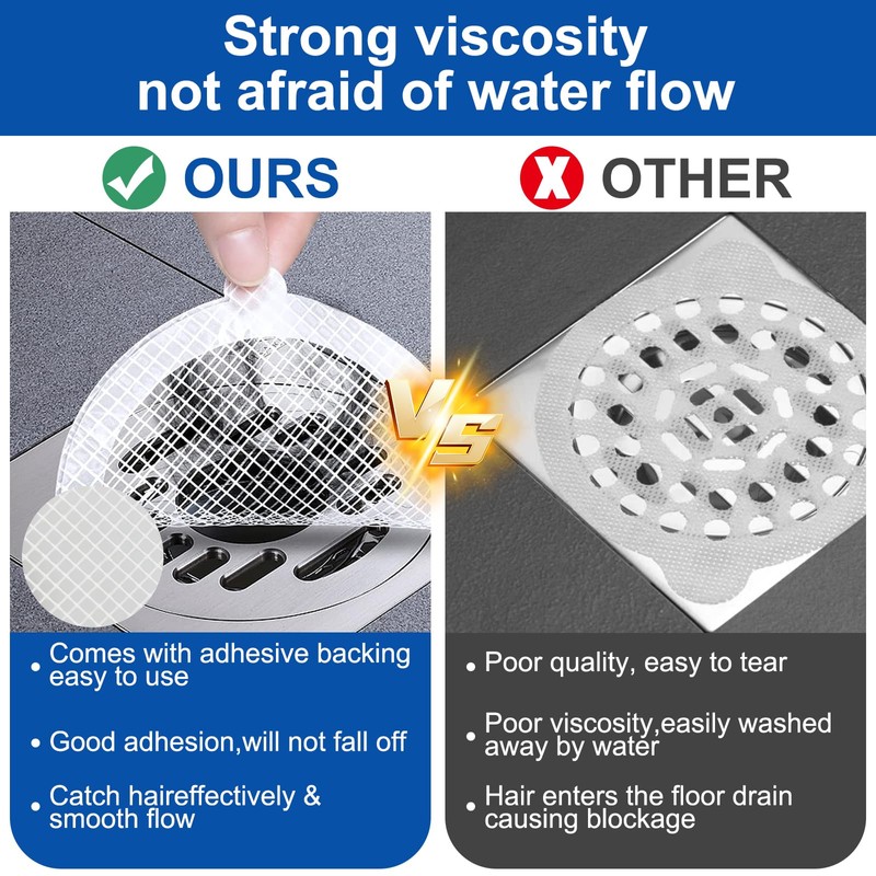 Disposable Shower Drain Hair Catcher Mesh Stickers, 30 Pack, Round