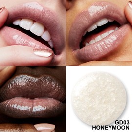 FOCALLURE High Shine Glitter Lip Gloss,Hydrates and Soothes Lips for a Gorgeous,Delivers a Non-sticky Glossy finish,Long-lasting Shine & Fuller-looking Lip Makeup,GD03 HONEYMOON