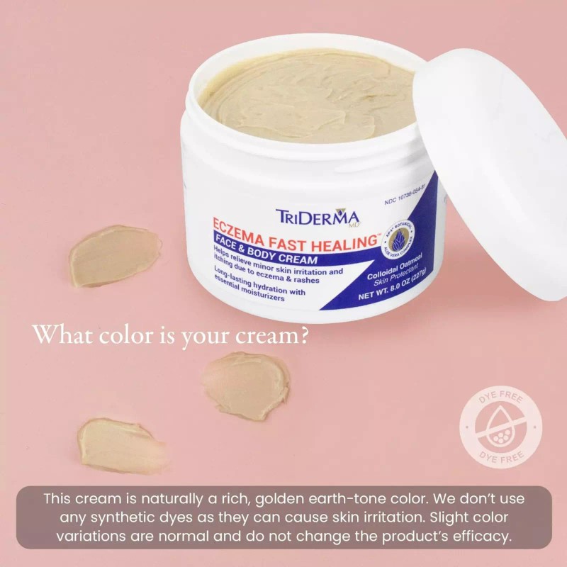 TriDerma Eczema Fast Healing Cream, Colloidal Oatmeal, No Cortisone/Ster