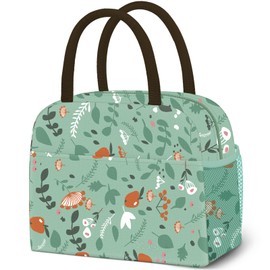 DALINDA Lunch Bag Lunch Box for Women Men Reusable Insulated Lunch Tote Bag, Handbags Case High Capacity for Travel Work Picnic, Green Leaves