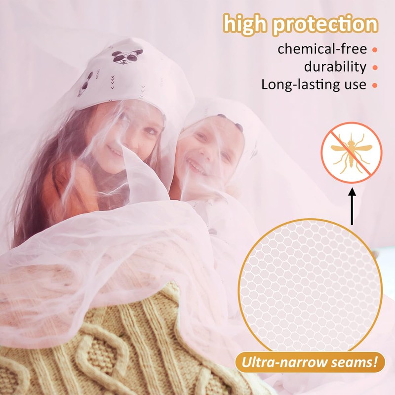FFTANXS Mosquito Net Canopy, Pink, Size W 413.4" x L