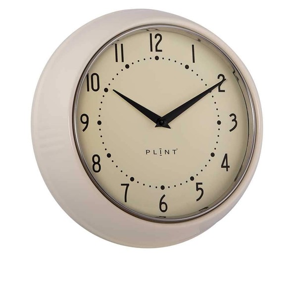 PLINT Retro Wall Clock Silent Non-Ticking Decorative Cream Colour Wall