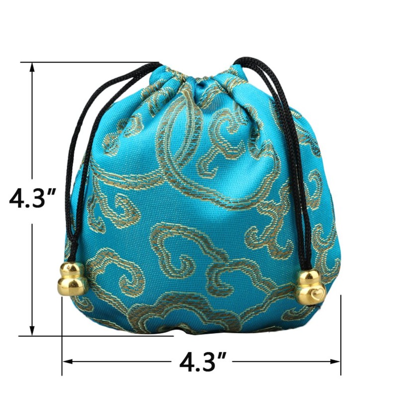 Chinese Silk Brocade Embroidered Drawstring Jewelry Pouch Bag Colors Value