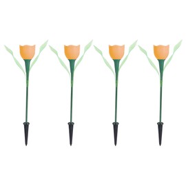 4Pcs Outdoor Solar Power Tulip LED Flower Light Waterproof Garden Lawn Lamp DecorationOrange