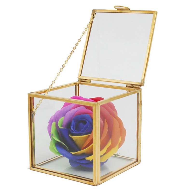 Gold Edge Geometric Glass Plant Planter Succulent Plants Container Home