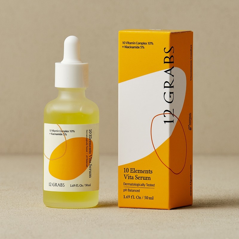 1+1 12Grabs Vitamin C Vitamin Acne Whitening Serum Ampoule 50ml
