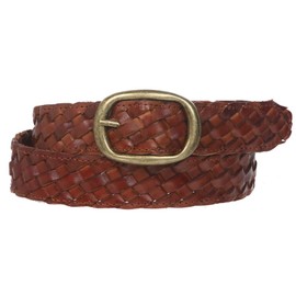 1 1/4" Women's Braided Woven Leather Belt, Tan | L/XL - 40"