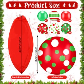 Jetec 18 Pcs 16 Inch Giant Inflatable Christmas Ball PVC Hanging Decorated Christmas Inflatables Indoor Outdoor Xmas Ornaments for Tree Yard Lawn Porch Holiday Festive Decorations (Polka Style)