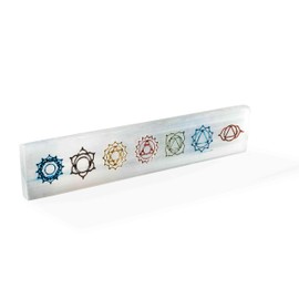 NKlaus Selenite Wall Engraved (Chakras) 19 x 4 cm - Handmade Selenite Wall Stick with Chakra Engraving, Ideal for Meditation and Energy Work, Spiritual Decoration for Harmonising Rooms 16463
