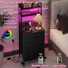 Fixwal 41 Inch Tall Nightstand with Charging Station, Led Night