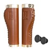 GORIX (GX-600) Bicycle Grip, Leather, Ergo, Double Lock On, Brown,
