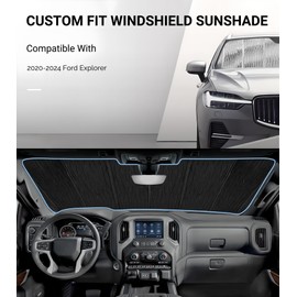 Pigenius Windshield & Side Sunshade for Ford Explorer (2020-2025) | Thick Foam Armor Custom Fit Full Vehicle Set (8-Piece)