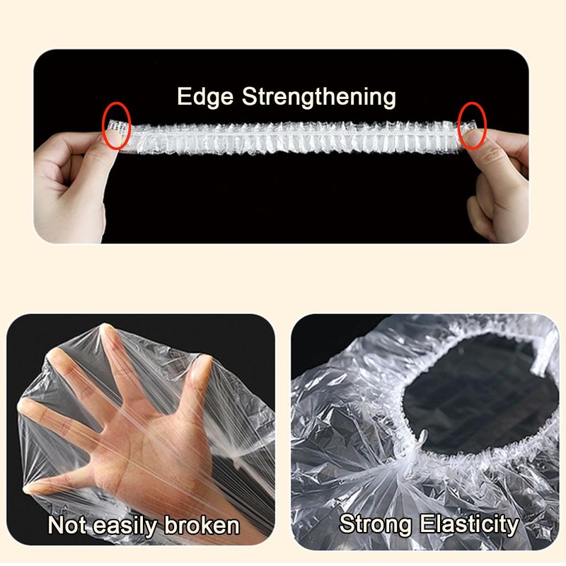 TIHOOD 200PCS Disposable Plastic Food Cover Wrap Elastic Food Lids