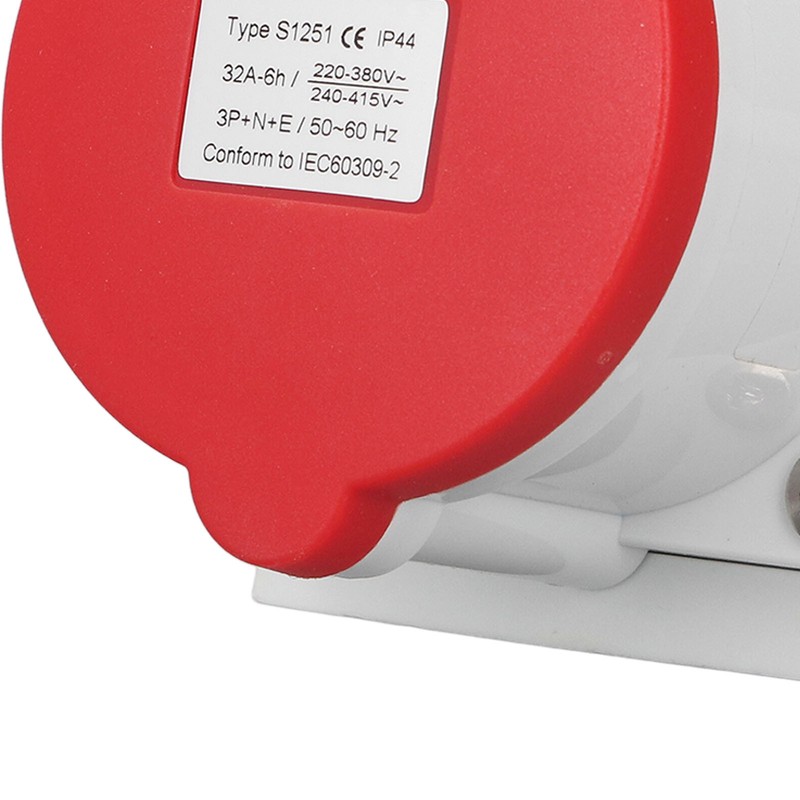Industrial Connector Socket 32A 3P+N+E IP44 Waterproof Dustproof Surface Mounted