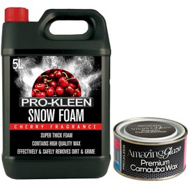 5L of Pro-Kleen Cherry Snow Foam with Wax – Super Thick, pH Neutral & Non-Caustic Foam – Extremely Powerful & Easy To Use (5L Cherry with 150g Carnauba Wax)