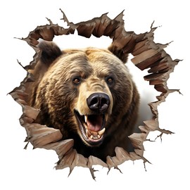 Bear 3D Effect Sticker - Easy-to-Apply Cute Stickers - Kids Stickers - Laptop Stickers - Skirting - Stairs - 3D Wall Art - Nursery Decor - Water Bottle - Animal Stickers (14cm x 14cm (5.5" x 5.5"))