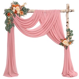 Wedding Arch Draping Fabric,4 Panels 28" x18ft Dusty Rose Wedding Arch Drapes for Ceremony Sheer Chiffon Fabric Drapes Arbor Drapery Decorations for Reception Party