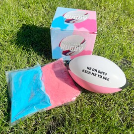 Sass Party & Gifts Gender Reveal Exploding Rugby Ball - Includes Blue and Pink Powder - Perfect Reveal For Rugby Fan