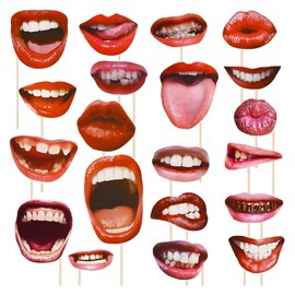 20pcs Funny Lip Photobooth Props, Creative Photo Props Set for Party Decorations, Birthday Decorations, Wedding Photo, Photobooth Party Props and Accessories for Adults