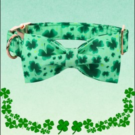 Lionheart glory Clover Dog Collar, Adjustable Dog Collar with Bowtie, Pet Gift Collar for Dog Soft Bowtie Dog Collars for Large Dogs