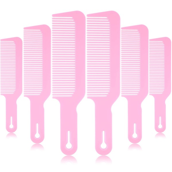 6 Pack Blending Comb Barber Combs, 9 Inch Clipper Combs Flat Top Clipper Combs Barber Heat Resistant Hair Cutting Combs for Clipper Cuts and Flattops (Pink)