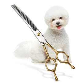 Curved Thinner Dog Grooming Scissors, 7 Inch 42 Teeth Stainless Steel Pets Grooming Scissors, Professional Pet Shears for Groomer, Long Hair Cutting for Animals (Curved Thinning A)