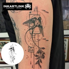 INKARTLINK Tattoo Tech, 2 Sheets Large Semi Permanent Tattoo, Temporary Tattoos, Last 1-2 Weeks, Waterproof, Realistic Look, No Adhesive, No Reflection （Modern woman Design)130