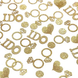 100 confetti shower decorations suitable for engagement parties, bachelors, engagement women, party decorations, table decorations, and sparkling diamond rings (Gold)