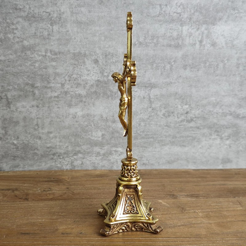 BC Catholic Metal Standing Crucifix, Jesus Christ Cross for Altar,