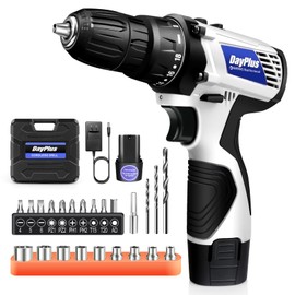 Cordless Drill Driver with Recharge Li-ion Battery 23pcs Accessories in Case Electric Screwdriver 18+1 Torque w/LED Worklight 12V 1 Battery